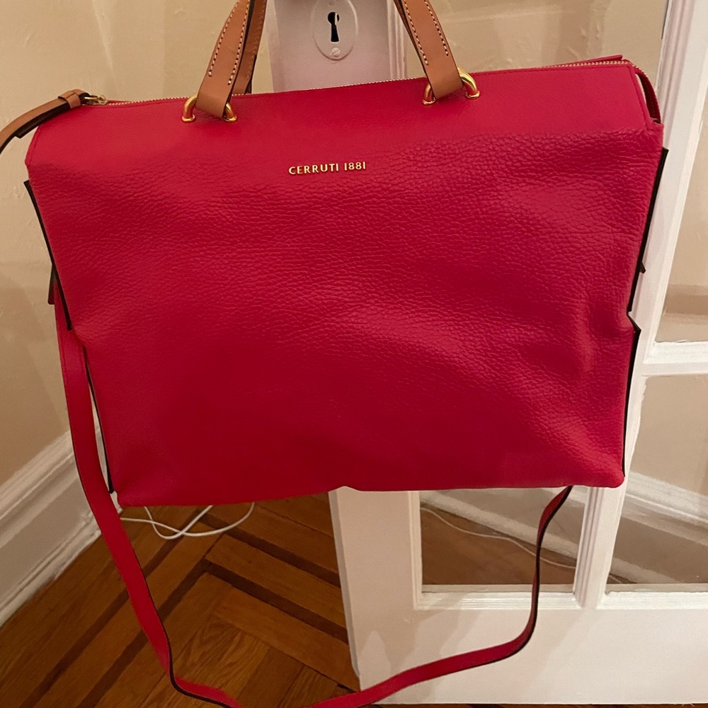 Cerruti 1881 Leather Bag , red, new